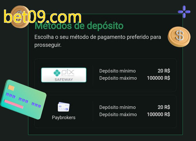 O cassino bet09.combet oferece uma grande variedade de métodos de pagamento